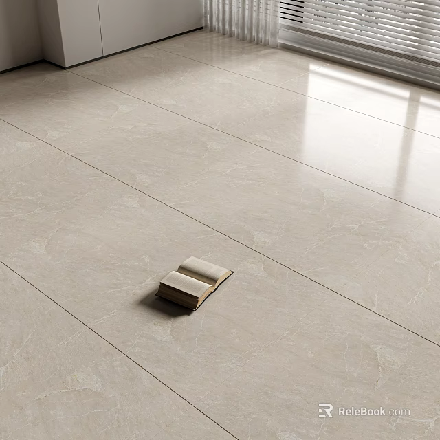 Light Colored Glossy Floor Tiles In Bright Interior With Open Book 3d model