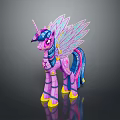 Colorful Mythical Unicorn Toy With Detailed Wings Vibrant Mane And Yellow Hooves