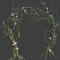 Green Vines With Pink Flowers And Twigs Forming Natural Arch Decoration