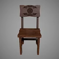 Two Wooden Leisure Chairs With Carved Backrest And Traditional Craftsmanship Design