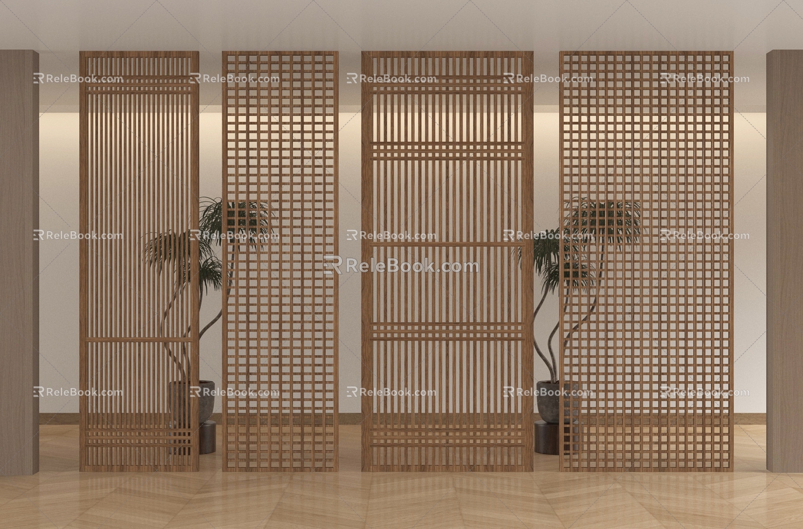 Chinese-style Screen Partition Wooden Lattice Partition Hollow Partition 3d model