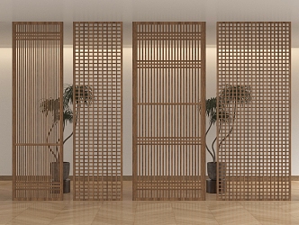 Chinese-style Screen Partition Wooden Lattice Partition Hollow Partition 3d model