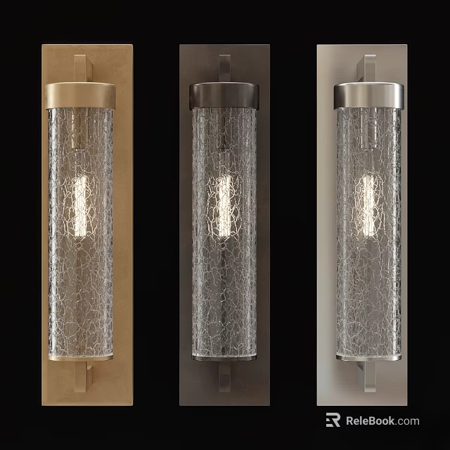 Textured Glass Wall Sconces With Metal Frames In Three Color Options 3d model 