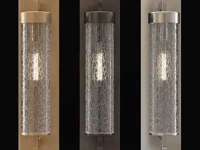 Textured Glass Wall Sconces With Metal Frames In Three Color Options 3d model