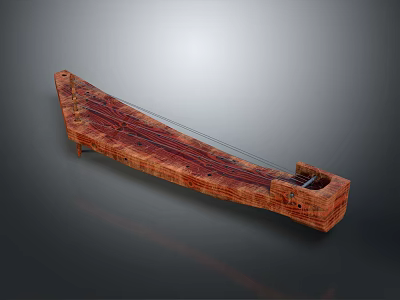 Traditional Chinese Wooden Guzheng Musical Instrument With Strings Classic Body And Handcrafted Design 3d model