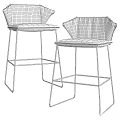 Modern Bar Stools With Gold And Black Metal Frames And Gray Upholstery