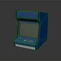 Retro Blue Arcade Gaming Machine Features Screen And Colorful Control Buttons 3d model