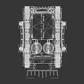 Teal Military Tank Model With Top Mounted Guns Front Plow Side Canisters Armor And Emblem