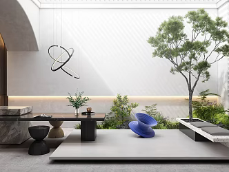 Modern Courtyard Villa Patio Courtyard View 3d model