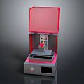 Modern 3D Printer Device With Red Transparent Cover Gray Base And Control Panel 3d model