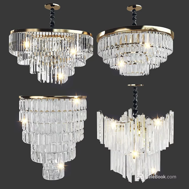 Elegant Crystal Chandeliers With Modern Design And Sparkling Lighting For Interior Decor 3d model 