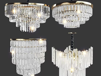Elegant Crystal Chandeliers With Modern Design And Sparkling Lighting For Interior Decor 3d model