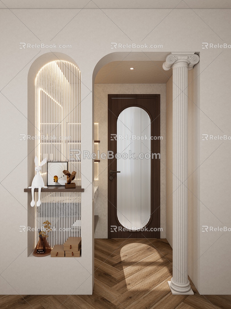 Simple American Roman Column Arc Shape Changhong Glass Dry and Wet Separation Toilet Dry Area 3d model