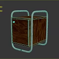 Wooden Storage Cabinet with Metal Frame and Rolling Wheels Modern Design Style
