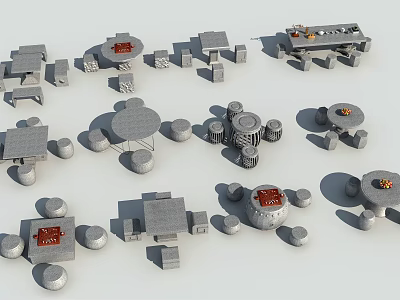 Chinese Style Outdoor Tables and Chairs Tables and Chairs Marble Tables and Chairs 3d model