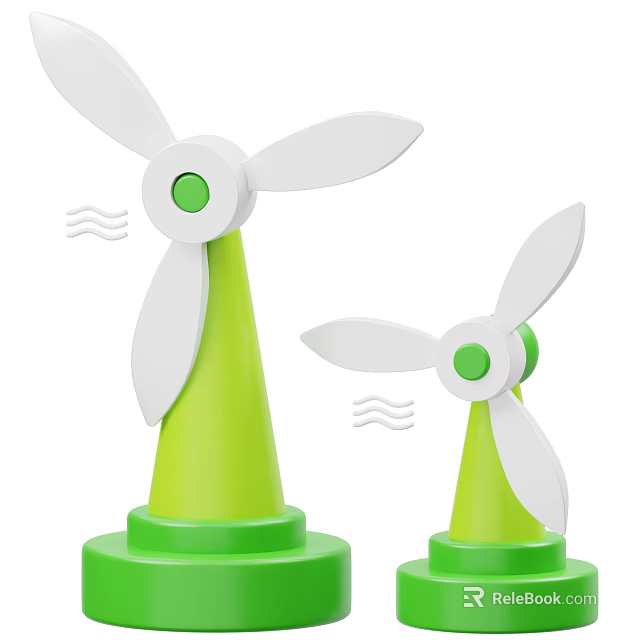 Smart Machine Wind Turbine with Green White Blades and Renewable Wind Energy Design 3d model 