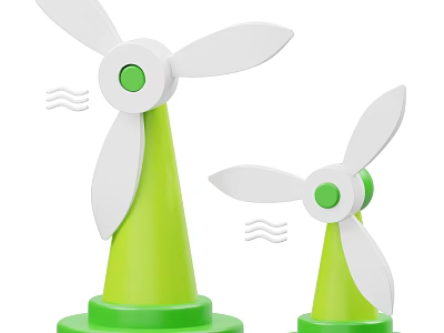 Modern wind power cartoon wind power station cartoon environmental protection equipment 3d model