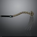 Intricate Sculpture Carving With Bone Structure Sickle Blade Black Handle And Green Gem