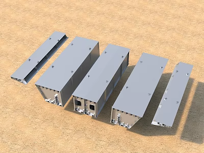 Prefabricated Gray Metal Structural Building Components With Holes And Connections 3d model