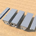 Prefabricated Gray Metal Structural Building Components With Holes And Connections 3d model
