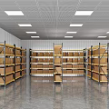 Organized Warehouse Storage Space With Metal Shelves Cardboard Boxes And Ceiling Lights