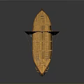 Classic Wooden Sailboat Model with Octopus Design on Sail and Hull as Traditional Water Vessel