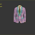 Men's Formal Plaid Suit Blue Orange And White Checkered With Green Tie For Formal Occasions