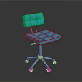 Blue Modern Office Chair With Five Wheels Metal Base And Padded Blue Seat Backrest
