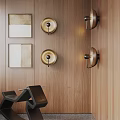 Modern Wall Sconces Mounted On Wooden Wall With Decorative Panels And Ambient Lighting