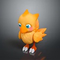 Cute Yellow Bird 3D Cartoon Character With Blue Eyes Orange Feathers And White Claws