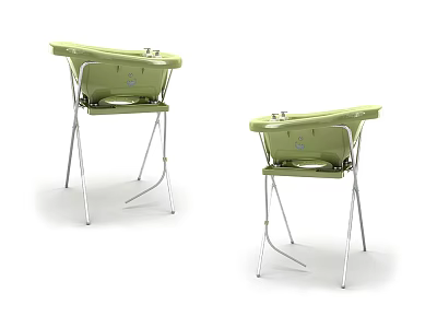 Green Bathroom Cabinet Racks With Silver Metal Stands Two Piece Set For Bathroom Storage 3d model