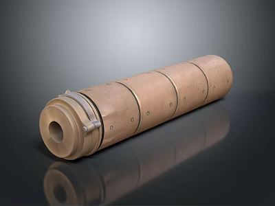 Brown Cylindrical Industrial Component With Metal Rings And Bolted Structure 3d model