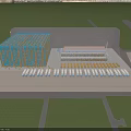 Large Industrial Factory Building Featuring Organized Layout And Colorful Equipment Rows