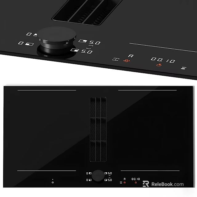 Modern Sleek Black Kitchen Appliances with Control Panel Digital Display and Vent Grille 3d model 
