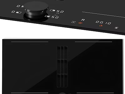 Modern Sleek Black Kitchen Appliances with Control Panel Digital Display and Vent Grille 3d model