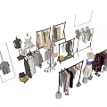 Stylish Clothes Racks With Various Hanging Garments For Retail 3d model