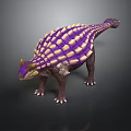 Detailed 3D Render Dinosaur Model With Purple Yellow Armored Plates Sturdy Limbs Long Tail