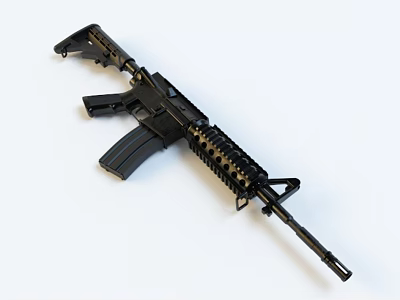 Black Modern Tactical Weapon With Handguard Rail System Magazine And Barrel 3d model