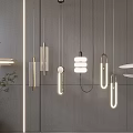 Modern Pendant Lights With Various Shapes And Metal Frames In Minimalist Interior