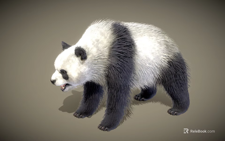 Black and White Standing Panda With Open Mouth In 3D Rendered 3d model