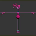 Pink Abstract Cartoon Character With Long Limbs And Curly Head Design