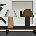 Quiet table lamp wooden canvas lampshade 3d model