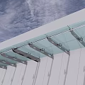 Modern Glass Canopy Design With Transparent Panels And Metal Brackets For Building Entrance