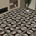 Geometric Floor Tiles In Modern Living Room With Fireplace And Plant
