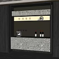 Elegant Modern Sideboard With Patterned Panels Wine Glass Holders Drawers And Lighting 3d model