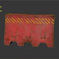 Red Traffic Barrier Featuring Yellow Diagonal Stripes For Road Safety Use