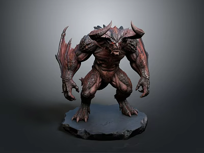 Mythical Demon Character 3D Model With Horns Wings And Muscular Build 3d model