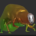 Game Movie Character With Black Bulbous Body White Faceless Mask Pink Top Hair And Insect Like Legs