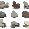 Modern Single Sofa Collection Featuring Neutral Tones Soft Textures And Various Styles 3d model