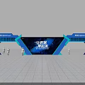 Tencent Cloud Conference Exhibition Booth With Blue Design Human Figures And Data Theme 3d model